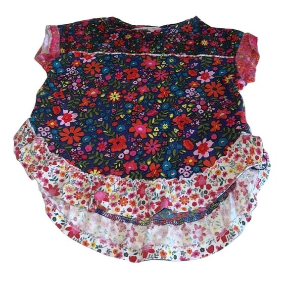 Desigual Toddler Girls High Low Shirt Sz 3/4 Multicolor Floral Ruffle - Picture 1 of 5